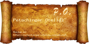 Petschinger Otelló névjegykártya